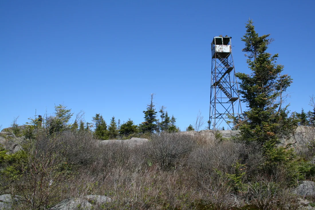 The restored fire tower on the summit of St. Regis Mountain