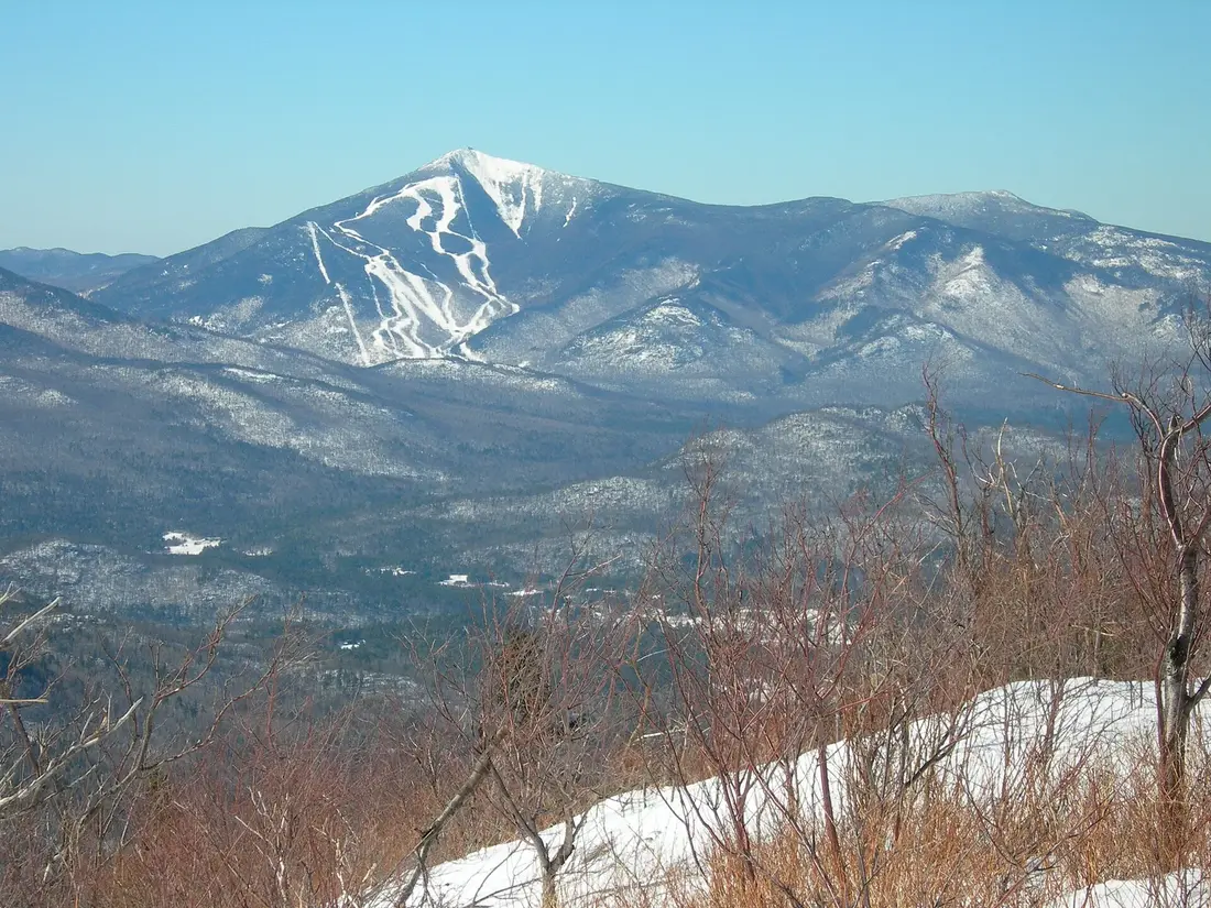 Whiteface Mountain with its ski trails, seen from the Jay ridge