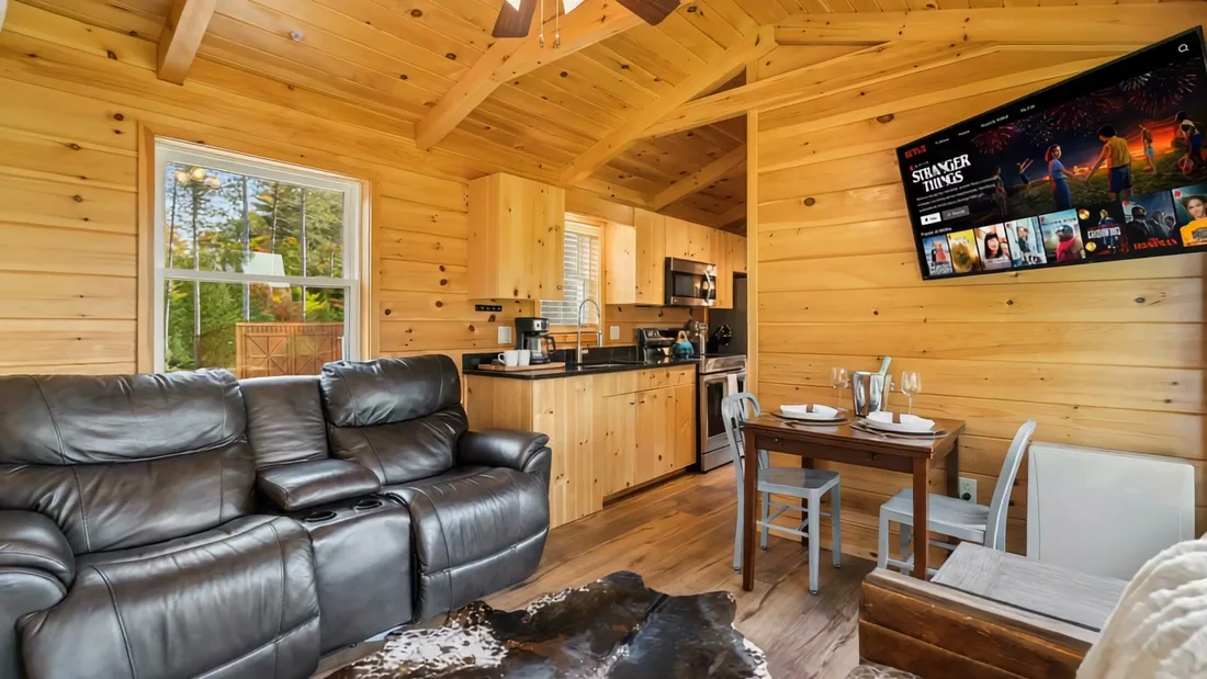 Living room and kitchen of The Modern Tiny Home